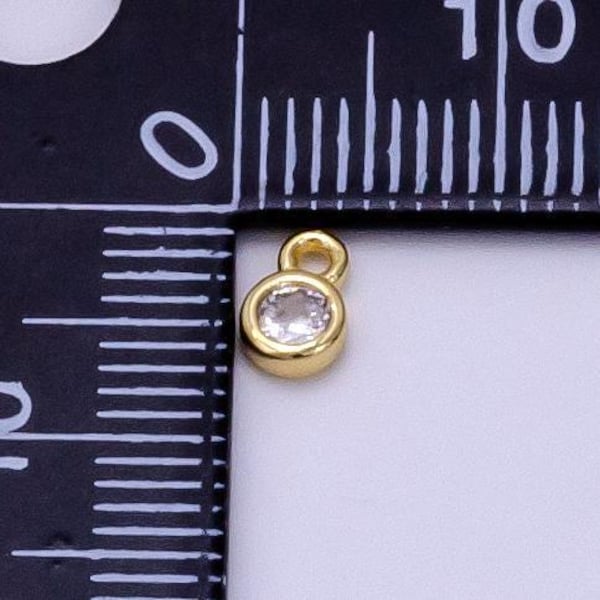14k gold filled micro pave cz geometric pendant charm mini clear cz circle bezel cut pendant charm ag-382