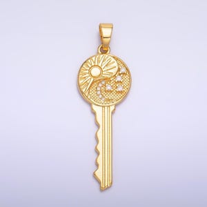 Dainty gold celestial key charm sun moon star pendant for diy jewelry aa1061