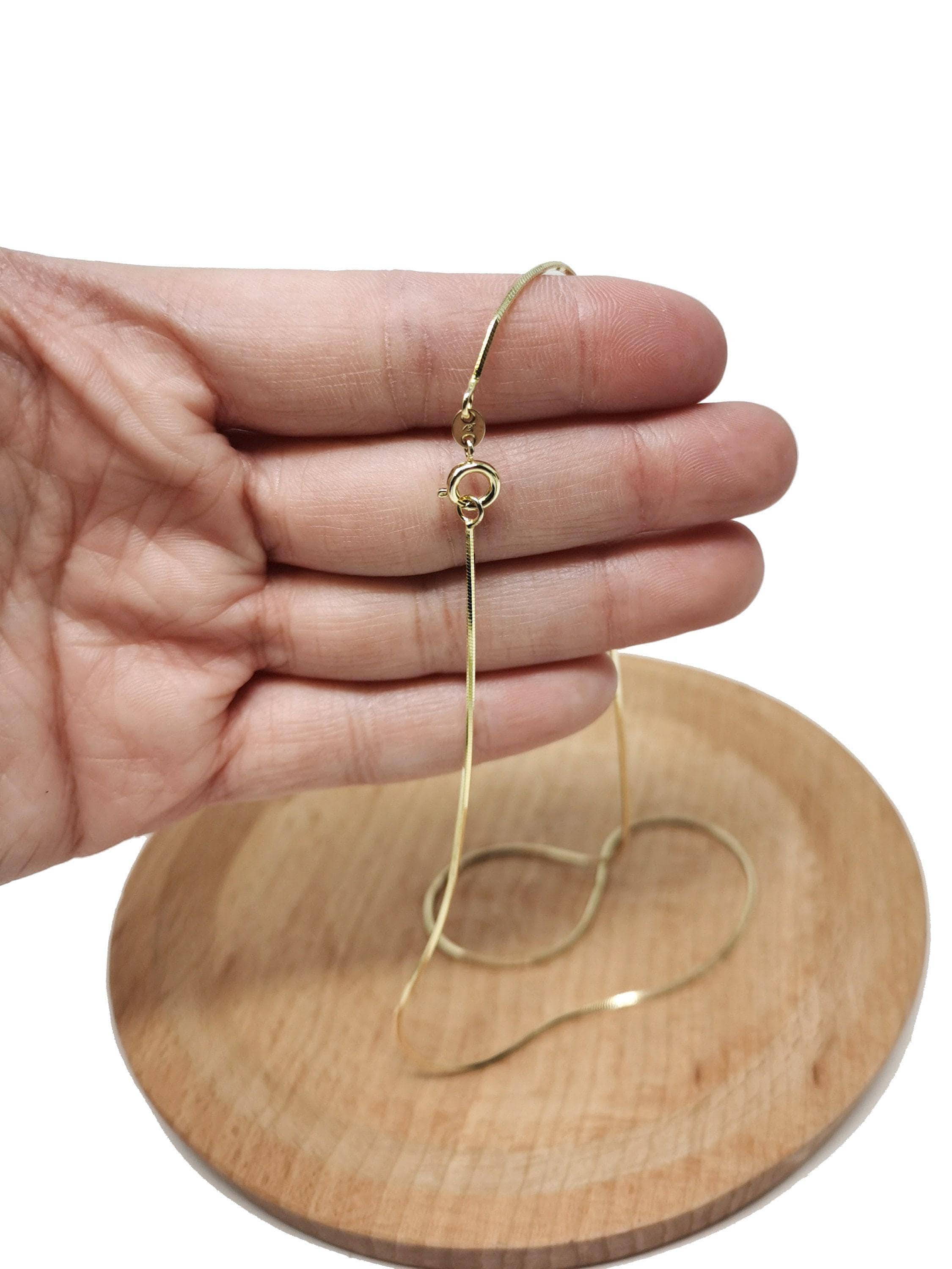 Dainty gold snake herringbone chain 1mm 18, 20 inch necklace wa-1747 wa-1748
