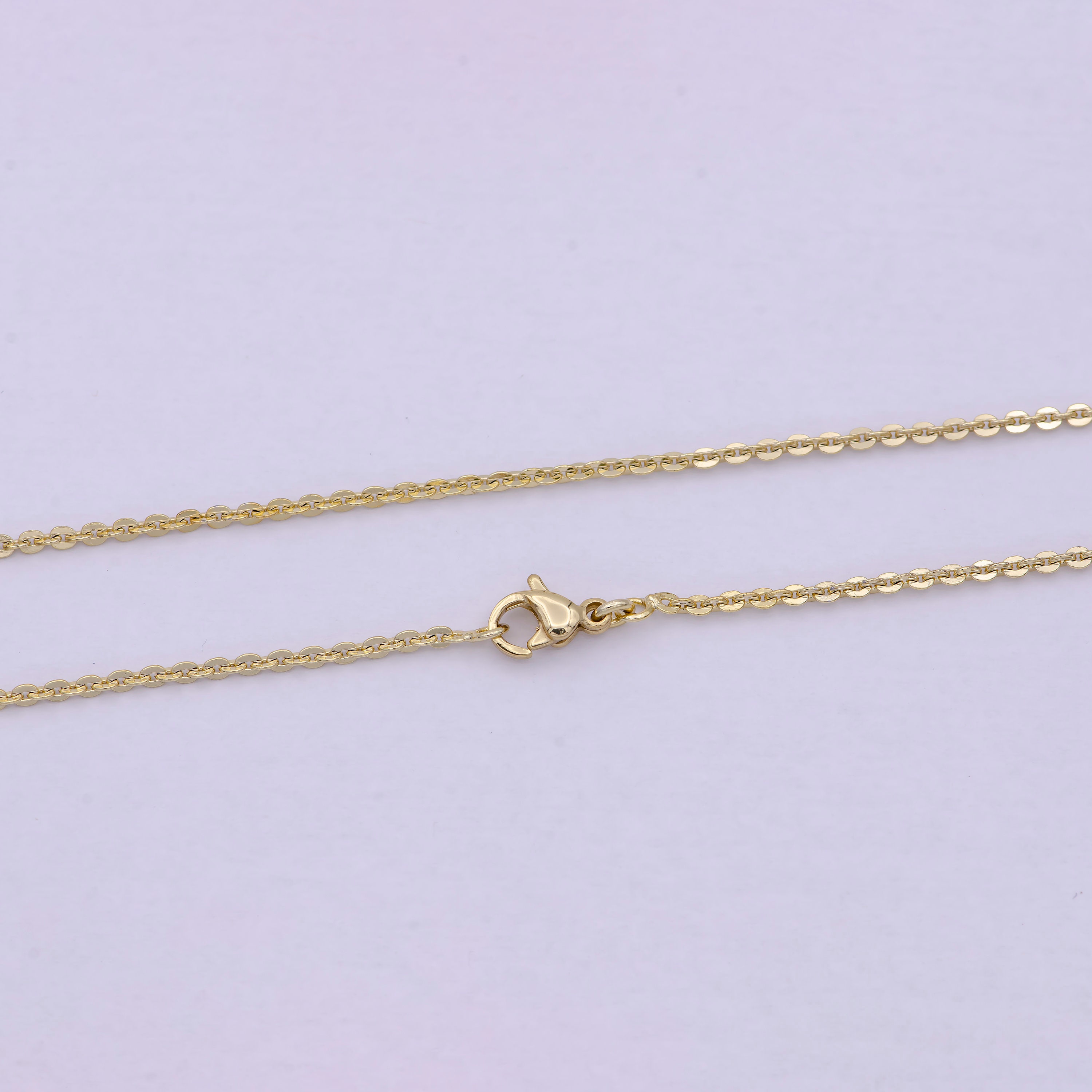 14K Gold Cable Rolo Chain Dainty 1.5mm 
