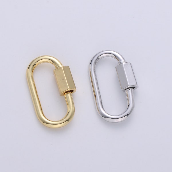 1pc Small Carabiner Screw  Clasp, Screw Clasp Oval , Interlocking Oval Clasp,Oval Shaped Clasps, Gold, Silver For Bracelet Necklace supp-263