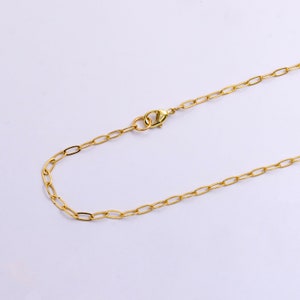 Dainty Gold Oval Paper Clip Chain Perfect Layering Link Necklace Minimalist Necklace Elongated Cable Chain 18 inch long WA2441