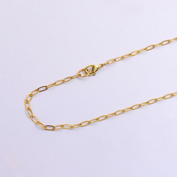 Dainty Gold Oval Paper Clip Chain Perfect Layering Link Necklace Minimalist Necklace Elongated Cable Chain 18 inch long WA2441
