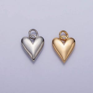 Mini colgante de corazón dorado, dije de corazón hinchado, dije de corazón dorado 3D plateado para pulsera, collar, pendiente, idea de regalo de San Valentín, AC305