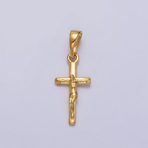 Dainty 24k gold filled cross pendant crucifix charm jesus on the cross for religious jewelry making catholic christian jewelry aa-021 image 1