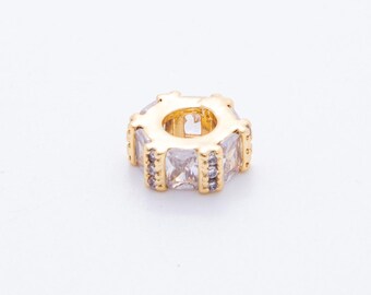 Gold Octagon Beads Charms 24K Gold Filled Geometric spacer beads Bracelet Necklace for DIY Jewelry Making Supply 10mm AF-1036