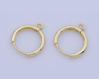 1pair 14 mm dainty gold filled huggie w/open link lever back hoop earring making, nickel & lead free for earring charm making findings,k-350