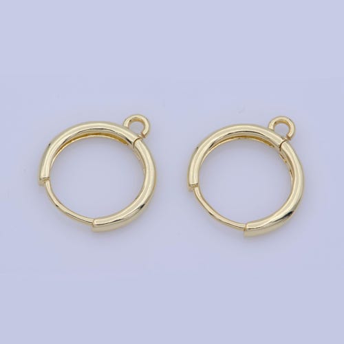 1 Paar 14 mm zierliche, goldgefüllte Huggie-Ohrringe mit offenem Hebelverschluss, nickel- und bleifrei, für die Herstellung von Ohrringanhängern, K-350