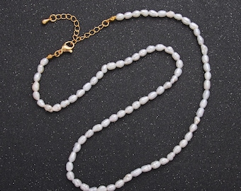 24K Gold Filled 4mm Freshwater Pearl 16 Inch Choker Necklace | WA-2729