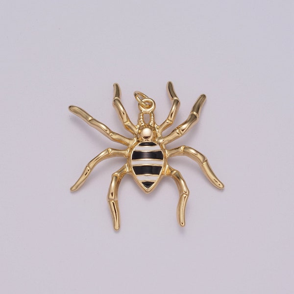 Big Black Spider Charm Pendant | Enamel Spider Charm | Halloween Enamel Pendants | Halloween Inspired Spider Charms | Black Spider Charm