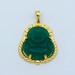 Dark Green Buddha Pendant 24K Gold Filled Green Jade Buddha Pendant Laughing Buddha Charm Unisex Necklace for Religious Jewelry Supply O-239