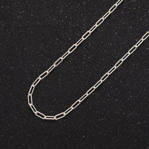 Sterling silver paper clip chain, elongated rectangle oval chain wholesale unfinished chain by yard for permanent jewelry roll-1487