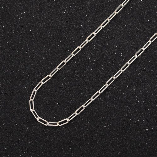 Sterling Silber Büroklammerkette, längliche rechteckige ovale Kette, Großhandel unfertige Kette in großen Mengen für dauerhaften Schmuck, Rolle-1487
