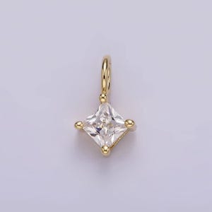 Tiny diamond shape charm, micro pave cz charm, 14k gold filled pendant dainty love minimalist necklace charm for jewelry making ag561