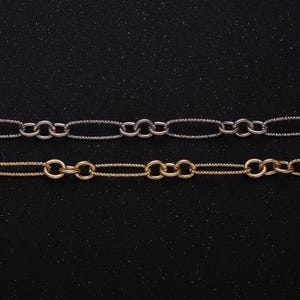 Gold oval cable stadium paperclip chain by yard, link cable rolo elongate chain wholesale bulk roll chain for jewelry making roll-1215