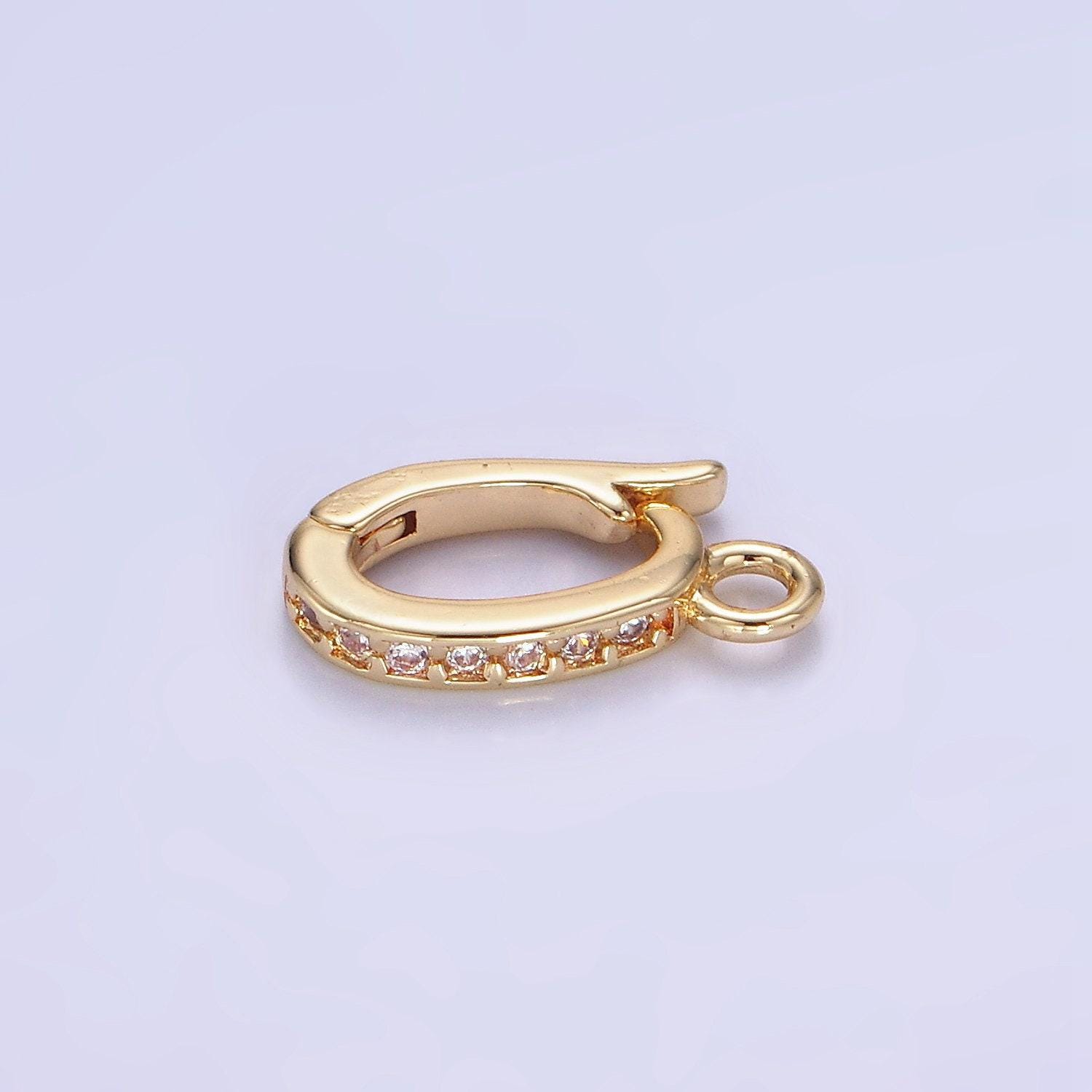 Mini Gold Cubic Zirconia Micro Pave Charm Enhancer Clasp Pendant Clasp ...