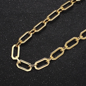 Chunky 24k gold filled 9mm paperclip chain hexagonal bold statement unfinished chain for jewelry making | roll-1345
