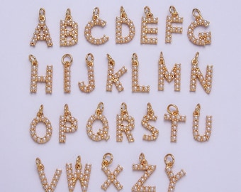 Mini alfabet parel bedel kleine parel initiële bedel 16k gold filled bedel voor gepersonaliseerde sieraden voor ketting oorbel armband supplya-313