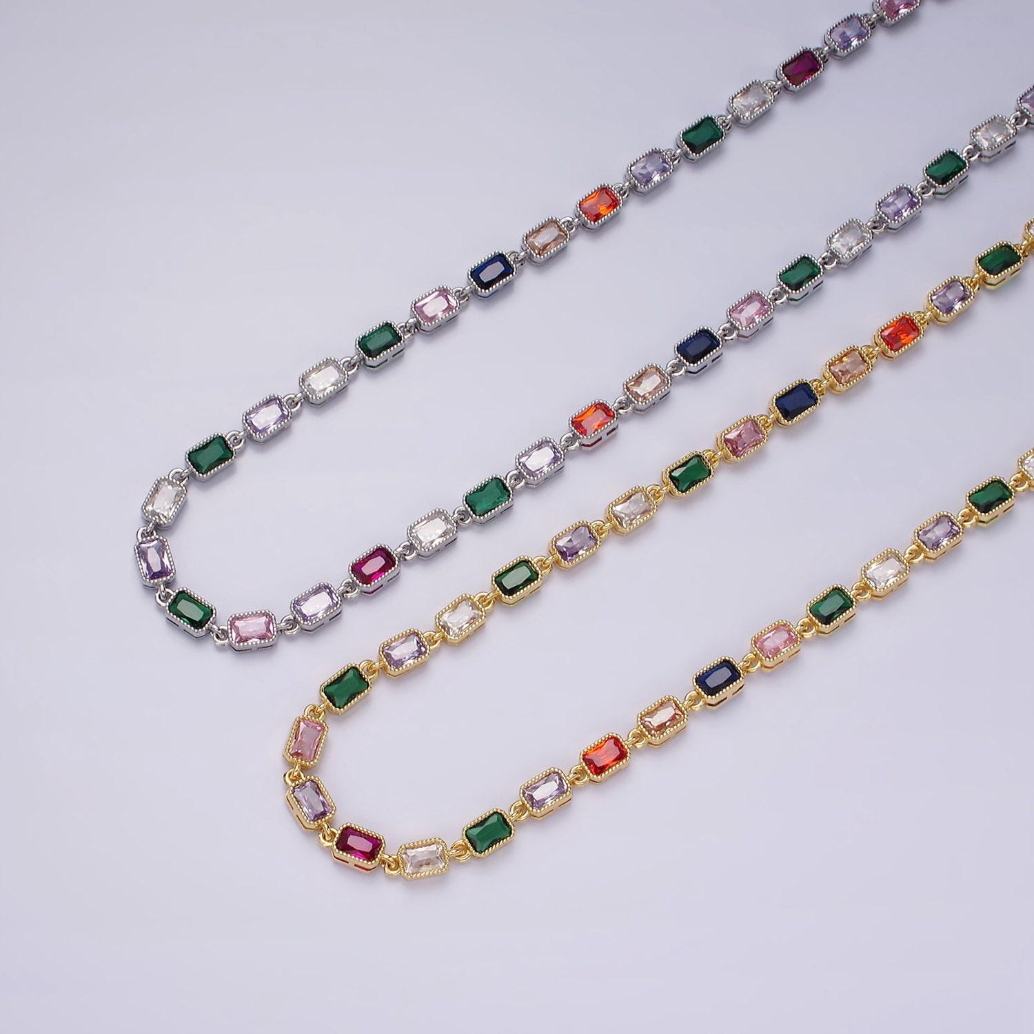 Gold Filled Necklace Colorful Cz Stone Necklace Gemstone Necklace
