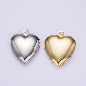 Dainty white gold filled locket charm gold heart locket charm minimalist locket pendant for jewelry making light locket earring supply d316