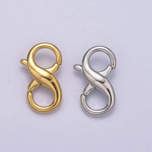 24k gold filled 18mm double opening infinity silver figure 8 interchangeable enhancer clasps for jewelry making l-580 / l-581