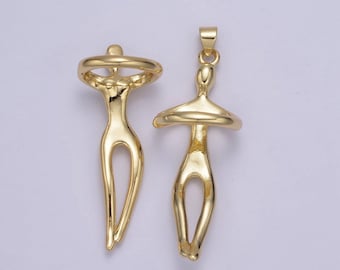 24k gold hugging couple pendant charm soulmate necklace pendant for valentine eternal love gift, wedding anniversary gift h-832