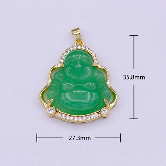 Green Jade Buddha Charm Gold Buddha Pendant Necklace for - Etsy Israel