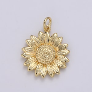 Dainty Sunflower Charm Gold Flower Charm for Bracelet Earring Necklace,Gold Sun flower Charm for Summer Garden Inspired, chgf-2103