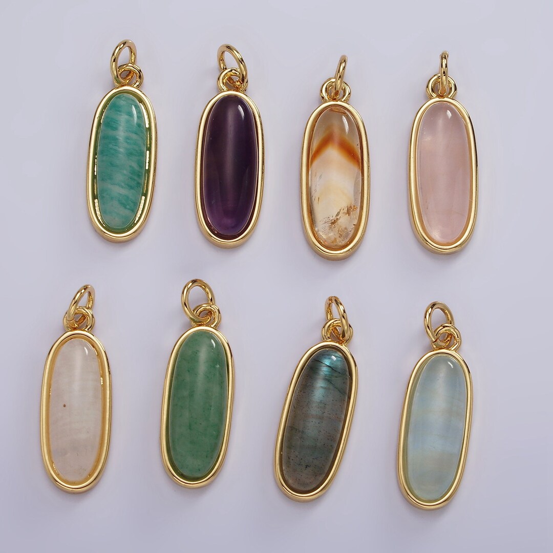 Pink Oval Charm w/ Bezel Set Gemstone main image 0