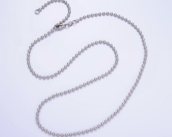 Silver 2.5mm round bead 19.7 inch chain necklace in gold Ready to wear necklace for jewelry making supply WA-3045
