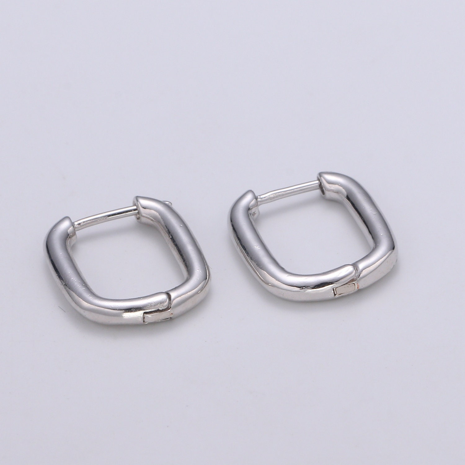 Rose Gold Huggie Hoop Earrings - U-shaped Hoops - Silver Hinged Snap ...