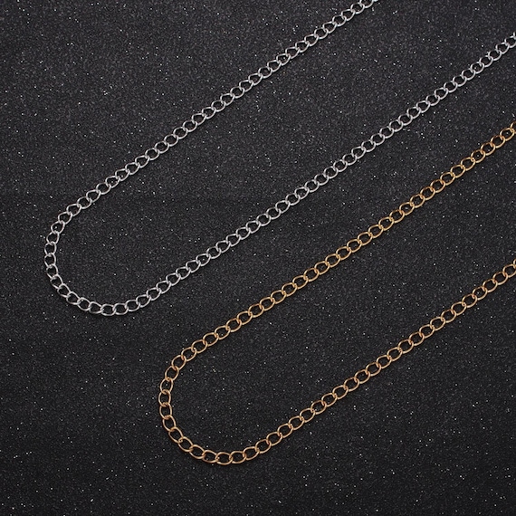 24k gold filled cable thin rolo curb bulk chain, 2.9mm gold & silver unfinished chain for jewelry extenders making | roll-939, roll-940