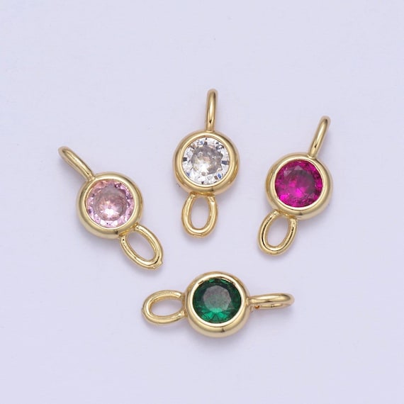 Mini cz charm 14.7x6.5mm cubic zirconia link connectors for jewelry making earring necklace bracelet connectors | f-690~f-693