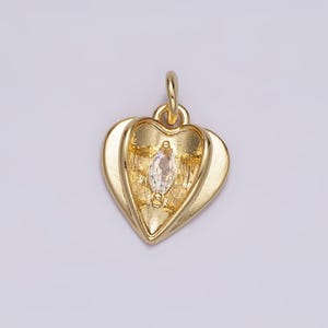 Dainty open my heart charm with clear marquise diamond cz pendant for bracelet necklace component n-1491