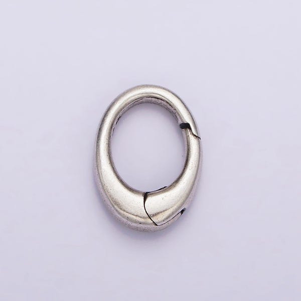 Dainty sterling silver hinged oval push gate ring clasp charm pendants interchangeable connectors sl-312