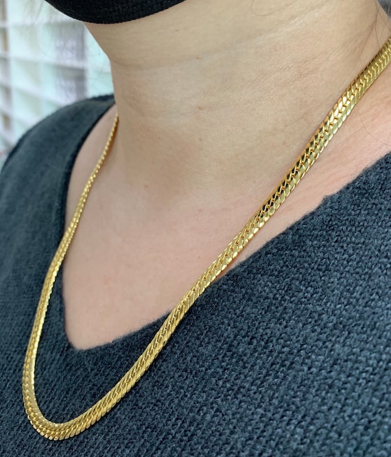 24k gold 2024 herringbone chain