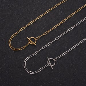 Zierliche Edelstahl Büroklammer Kette Halskette Gold verlängerte Halskette Gliederkette 19 Zoll bereit zu tragen Halskette anlauffrei wa2492