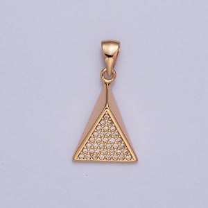 18k gold plated 3d angled trianglular pendant micro pave cz dainty triangle charm for necklace bracelet earring | x-363