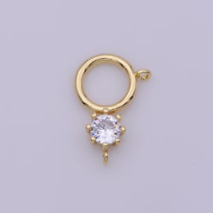 18k gold filled charm dangle round charm double bail link connector for necklace | l-563