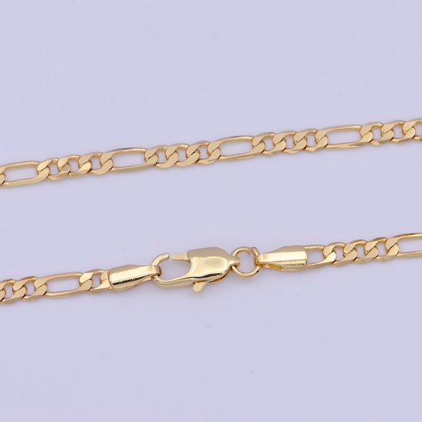 Ready to Use Gold Filled Figaro Necklace Chain, Layering Figaro Chain, Dainty 3.3mm Figaro Necklace w/Lobster Clasps | WA-1363