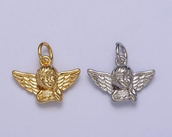 Cute cupid charm gold cherub pendant baby angel charm, cupid pendant for valentine pendant diy jewelry making supply ac316