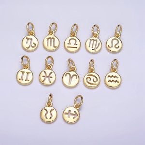 Małe zawieszki ze znakiem zodiaku, wypełnione złotem, astrologiczne znaki zodiaku, symbole zodiaku do dodania do bransoletki, kolczyka, horoskopu