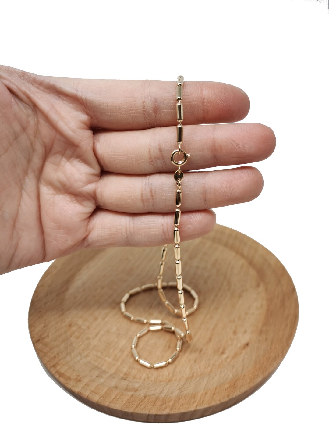 1pc 17.7'' Ready to Use Gold Sausages Link Necklace Chain, Layering