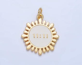 White '11:11' lucky angel number 24k gold filled charm | x-837