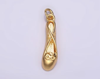 24K Gold Filled Ballet Dance Flat Shoes Charm | AC864