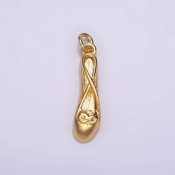 24K Gold Filled Ballet Dance Flat Shoes Charm | AC864