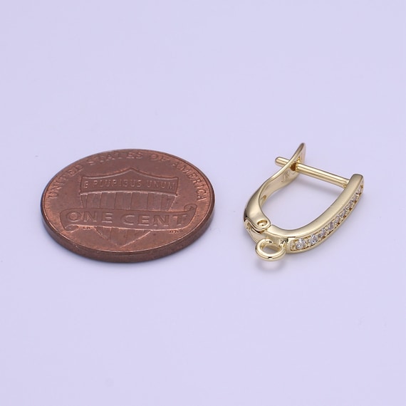 Nickel free Lead Free for Earring Charm Making Findings Gold  one touch w open link Lever Hoop earring making 17.6x10 mm