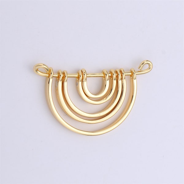 Gold Filled Rainbow Shape Charm for Necklace Pendant Double Bail Dual Loop Charm for Jewelry Making Supply Gold Rainbow Link Connector F319,