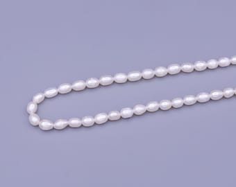 Grade AAA High Quality Natural Freshwater Baroque Seed Nugget Keshi Pearl Beads - White - approx 5 mm Length approx 14" strand WA1664