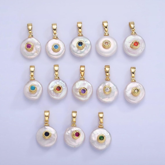 Freshwater pearl pendant cz freeform pearl round oval cz charms for bracelets necklace jewelry with clear, blue cz stone for wedding jewelry